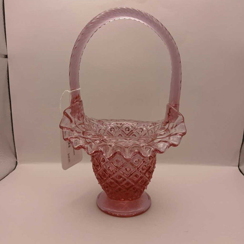 Fenton Dusty Rose Diamond/lace Glass Basket