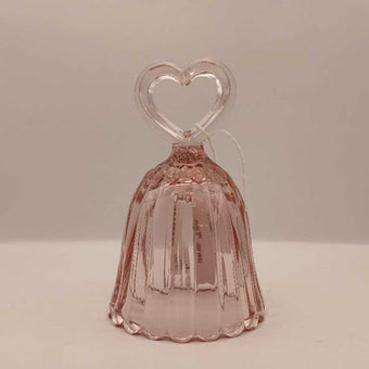 Fenton Pink Rose Heart Handle Bell