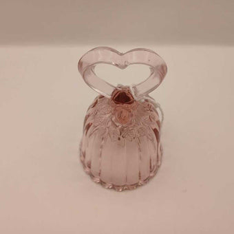 Fenton Pink Rose Heart Handle Bell
