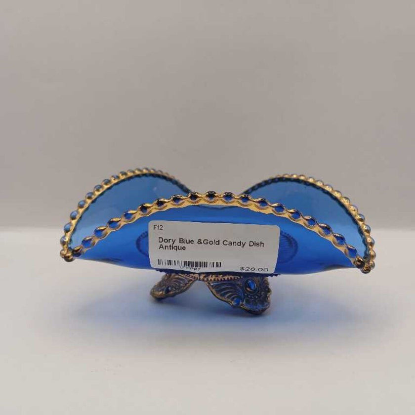 Dory Blue &Gold Candy Dish Antique