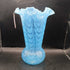 Blue ruffle glass vase