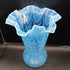 Blue ruffle glass vase