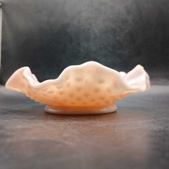 Pink ruffle hobnail dish
