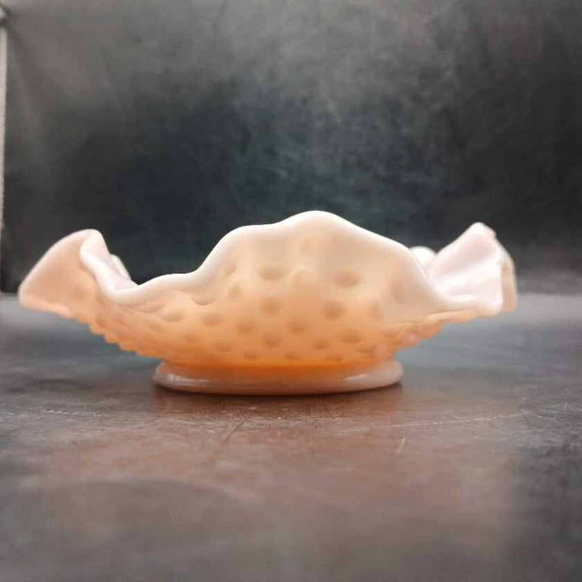 Pink ruffle hobnail dish