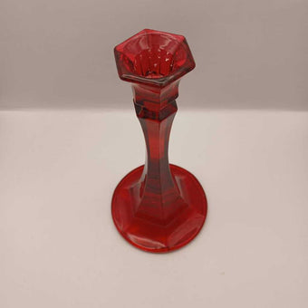 VTG Indiana Glass Taper Candle Holder(Red)