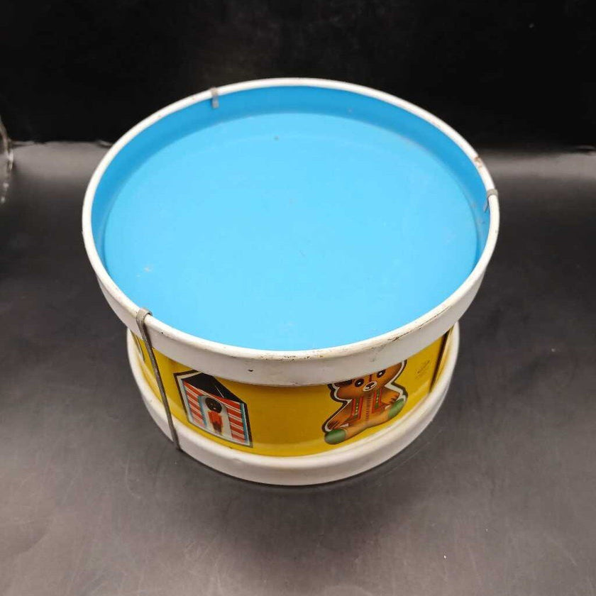 Vintage Ohio Art Yellow Metal Toy Drum