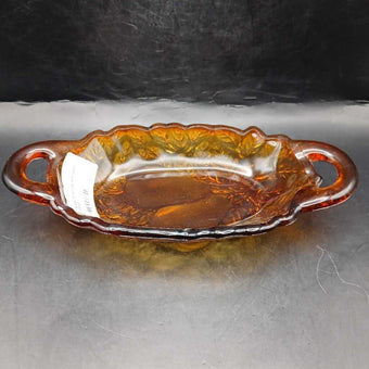 Amber glass tray with pear design