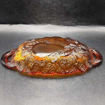 Amber glass tray with pear design