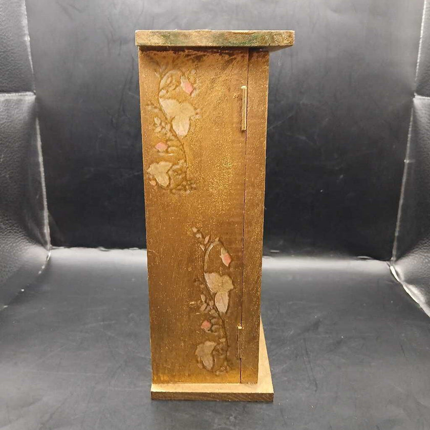Distressed Gold and Floral with Screen Door Display Cabinet