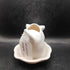 Vintage Ceramic White Pig Planter attached saucer