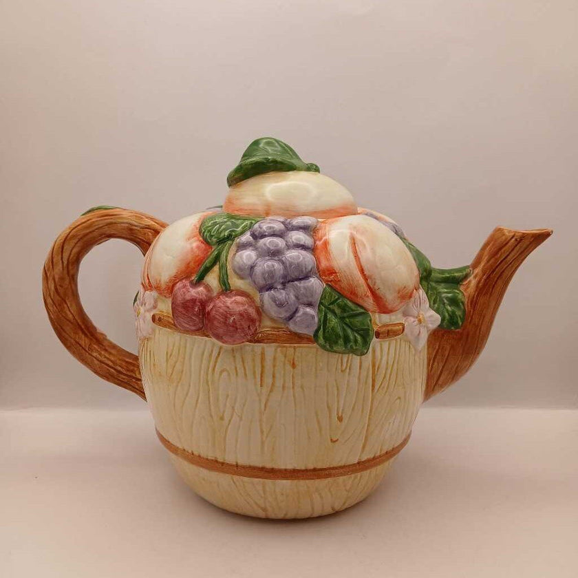 porcelain fruit basket teapot