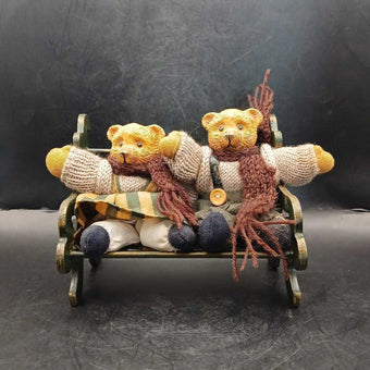 2 Teddy Bears on a Park Bench