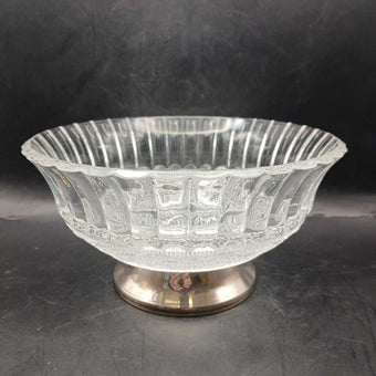 Glass Dish on Silver Pedestal Cut Glass