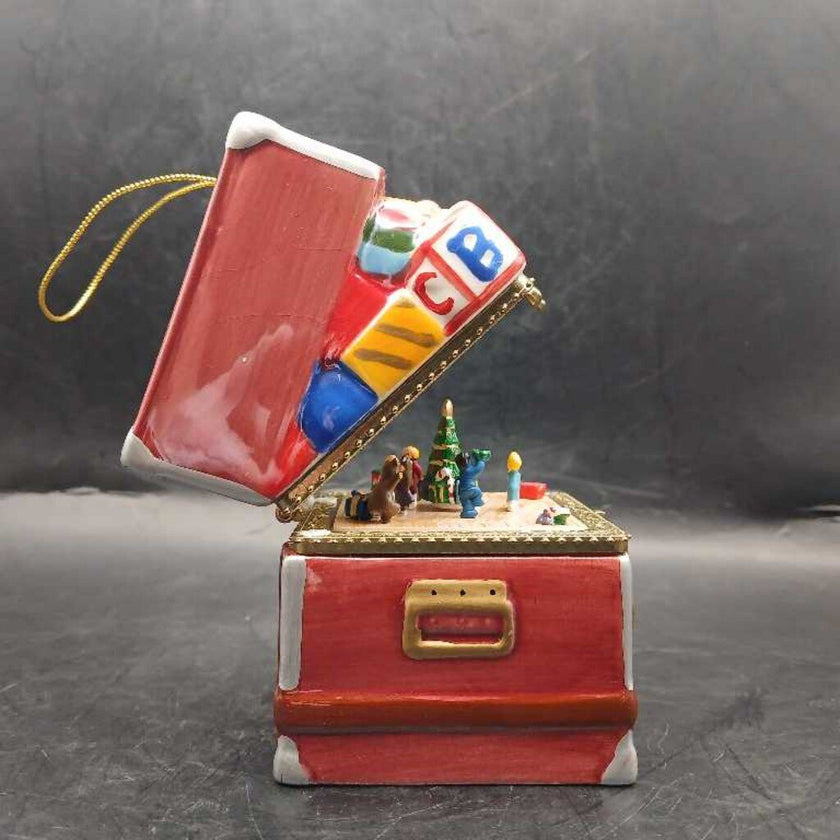 Mr. Christmas Porcelain Hinged Animated Music Box Ornament