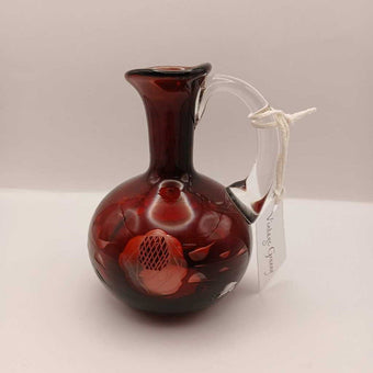 Bohemian Hand Blown Ruby Red Cut-to-Clear Cruet