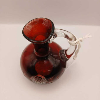 Bohemian Hand Blown Ruby Red Cut-to-Clear Cruet