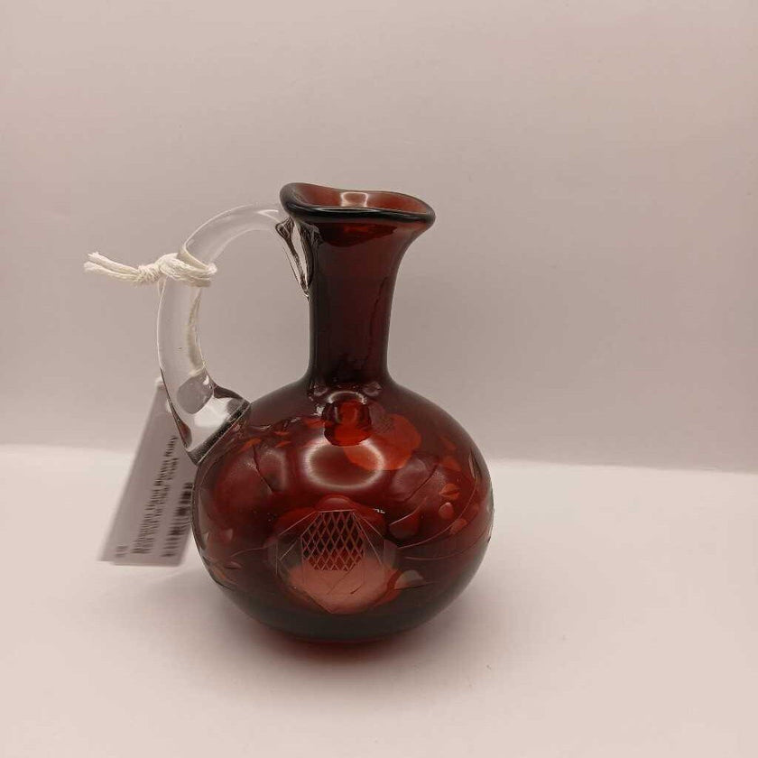 Bohemian Hand Blown Ruby Red Cut-to-Clear Cruet