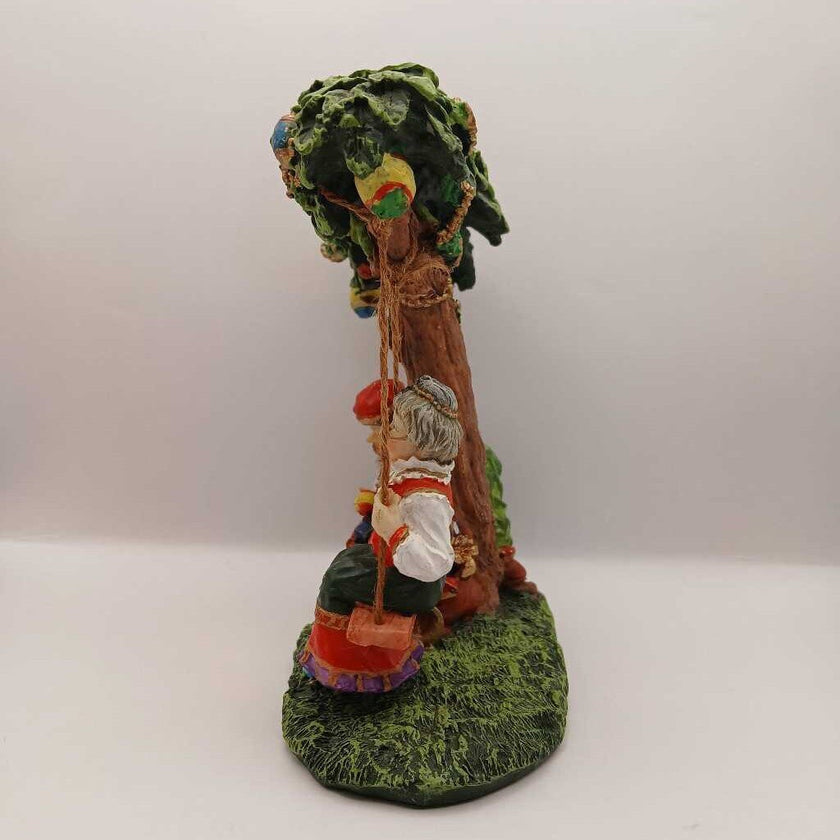Cedar Creek Collection Mr & Mrs Claus Swing w/Elves In Tree Christmas Figurine