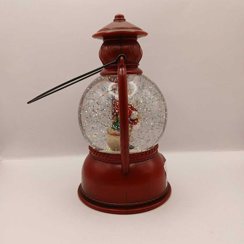 Red Lantern Santa Musical Glitter Snow Globe