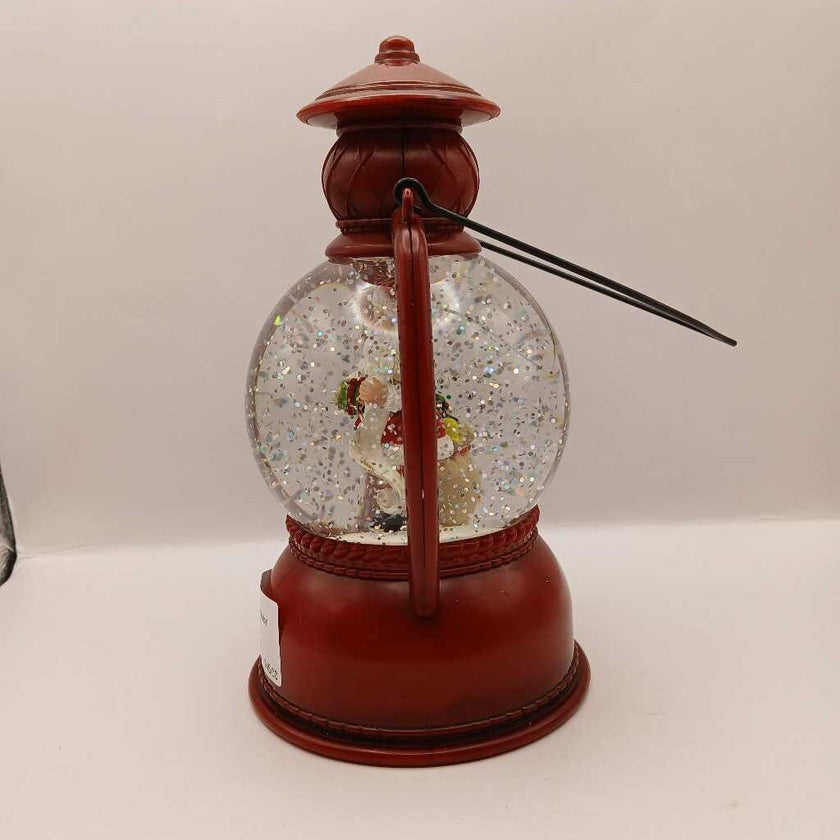 Red Lantern Santa Musical Glitter Snow Globe
