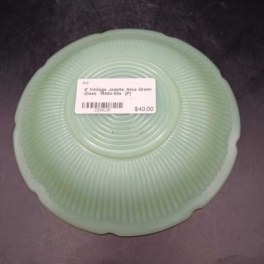 6' Vintage Jadeite Alice Green Glass 1940s-50s (P)