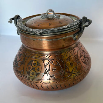 Vintage etched copper pot