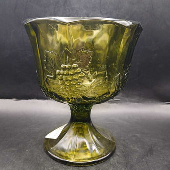 Olive green pedestal compote