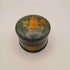 1967 Hand Painted Floral Decoupage Powder Keepsakes Box Wood Small Round Green Orange