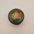 1967 Hand Painted Floral Decoupage Powder Keepsakes Box Wood Small Round Green Orange