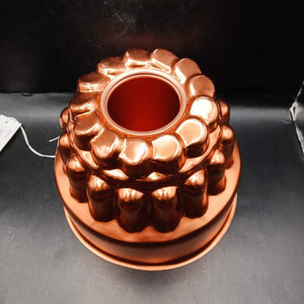50s-70s Cake Jello Mold Bundt Pan Aluminum Copper Tone Large 3Tier 6