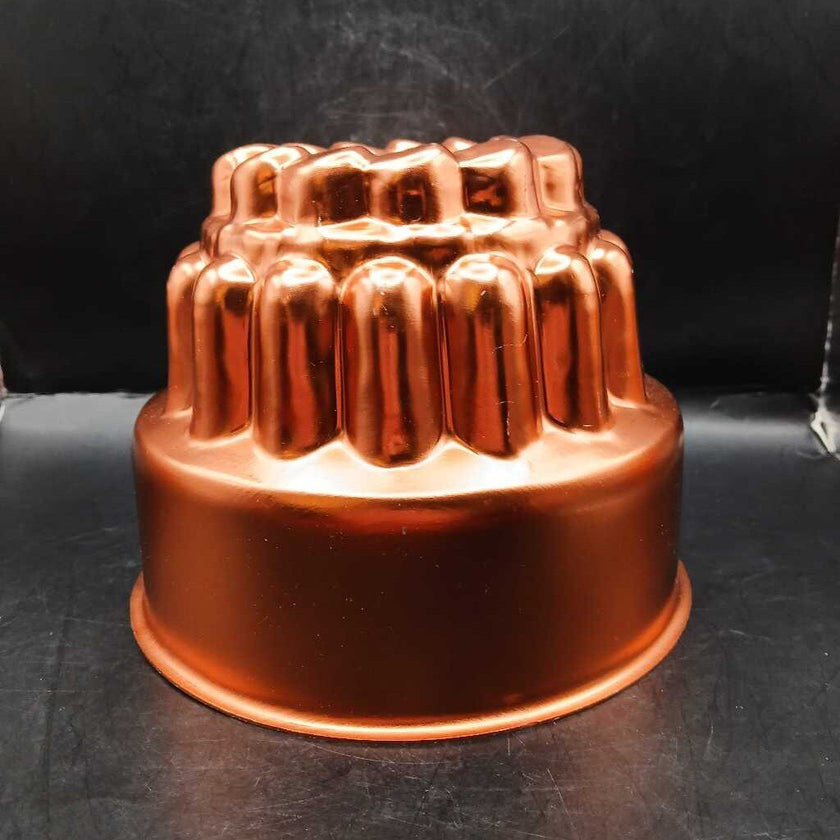 50s-70s Cake Jello Mold Bundt Pan Aluminum Copper Tone Large 3Tier 6