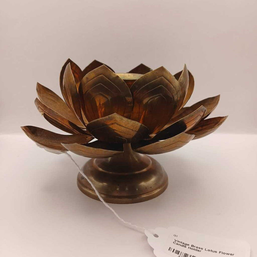 Vintage Brass Lotus Flower Candle Holder