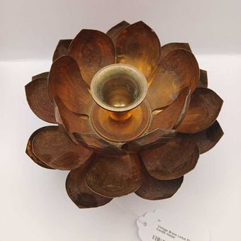 Vintage Brass Lotus Flower Candle Holder