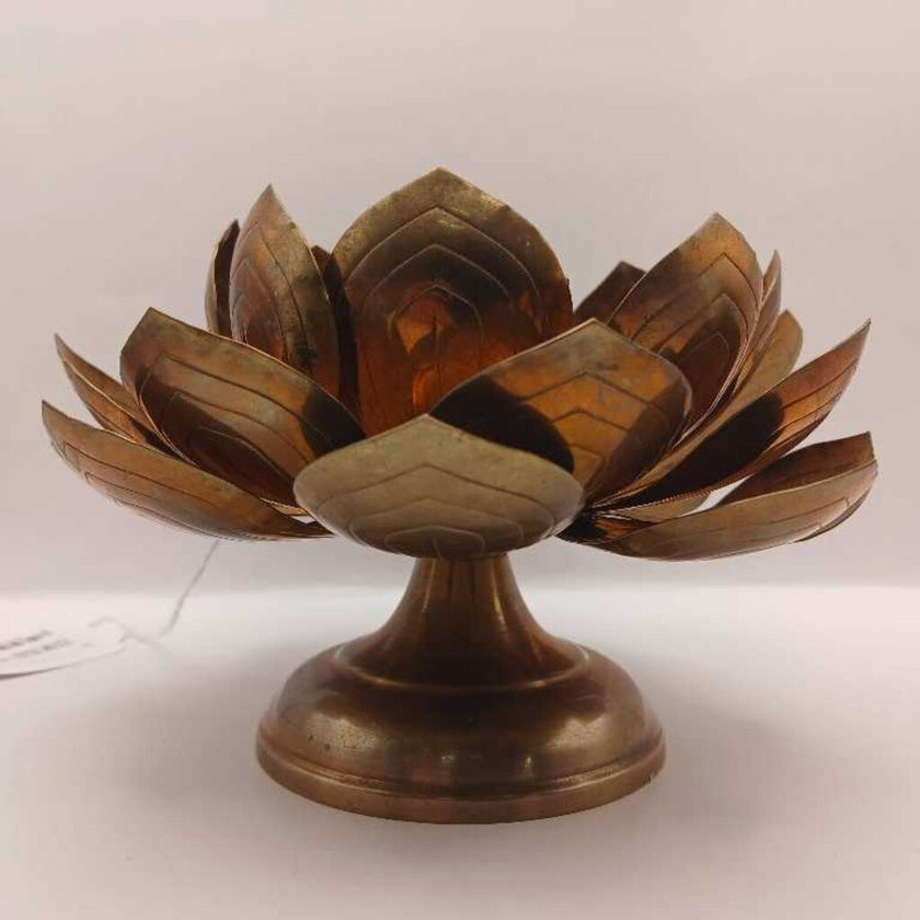 Vintage Brass Lotus Flower Candle Holder