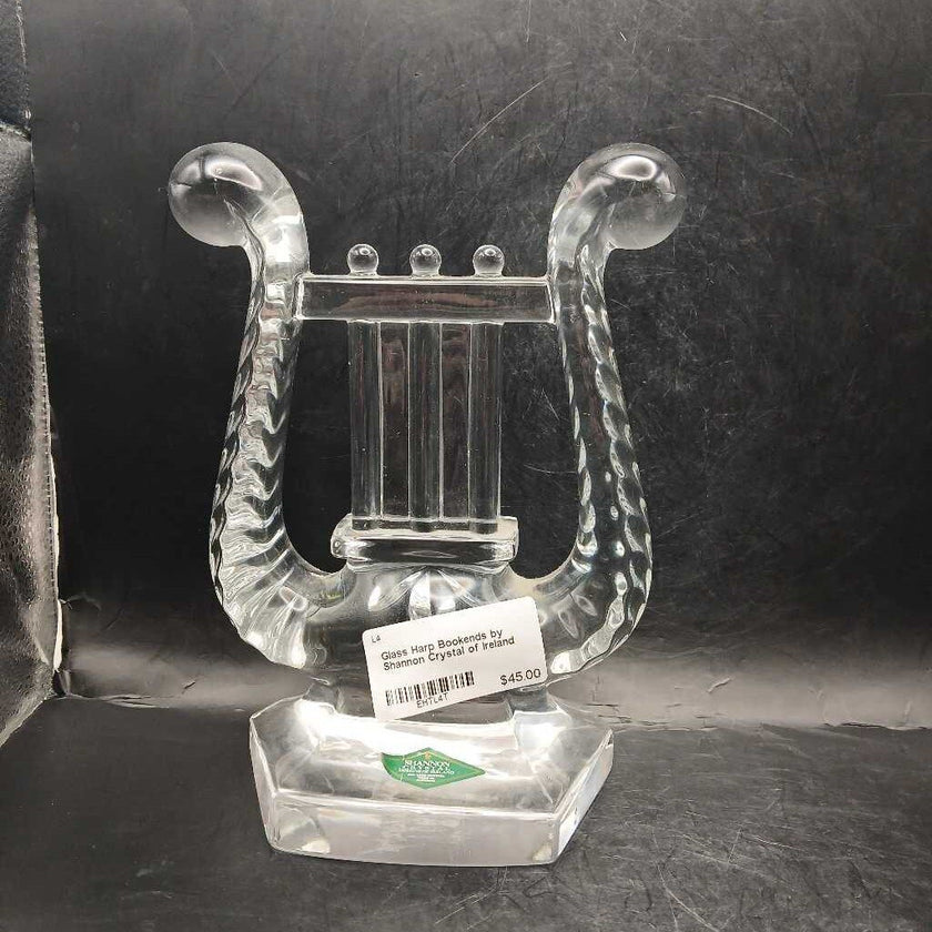 Glass Harp Bookends by Shannon Crystal of Ireland