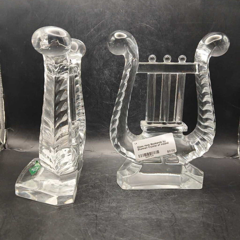 Glass Harp Bookends by Shannon Crystal of Ireland