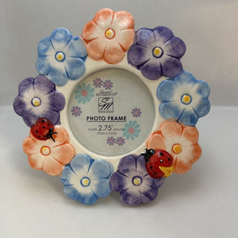Flowers & Ladybugs Ceramic Photo Frame