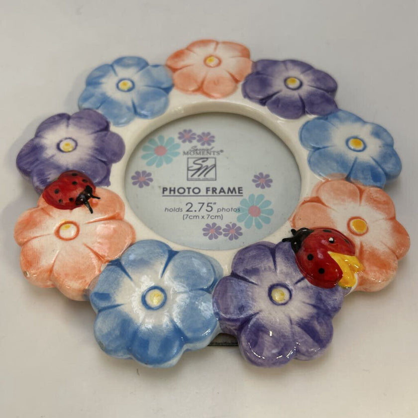 Flowers & Ladybugs Ceramic Photo Frame