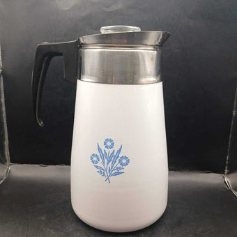 Vintage 9 Cup CorningWare Blue Cornflower Stovetop Coffee Percolator