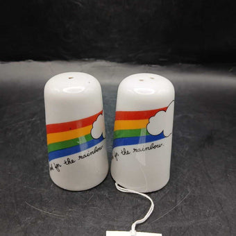 80s Rainbow Salt & Pepper Shaker Set Porcelain Taiwan
