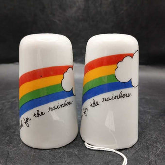 80s Rainbow Salt & Pepper Shaker Set Porcelain Taiwan