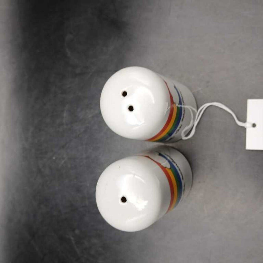 80s Rainbow Salt & Pepper Shaker Set Porcelain Taiwan