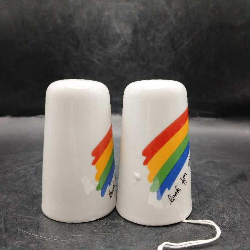 80s Rainbow Salt & Pepper Shaker Set Porcelain Taiwan