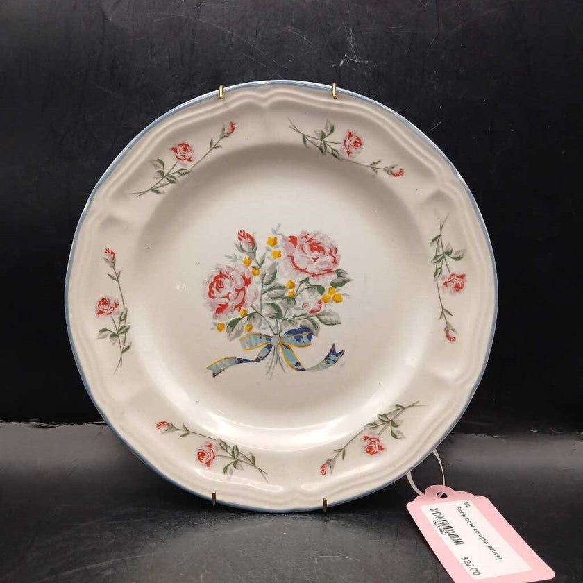 Floral bow ceramic saucer