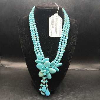 Turquoise Southwest Style Sterling Clasp Necklace