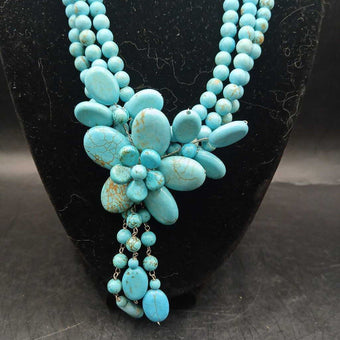 Turquoise Southwest Style Sterling Clasp Necklace