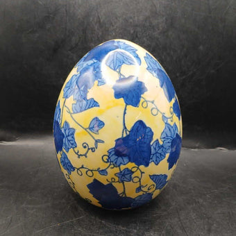 Yellow and Blue Ceramic Egg