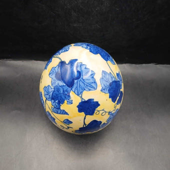 Yellow and Blue Ceramic Egg