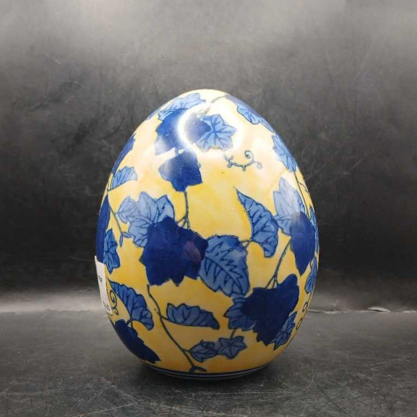 Yellow and Blue Ceramic Egg