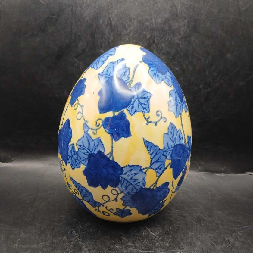 Yellow and Blue Ceramic Egg